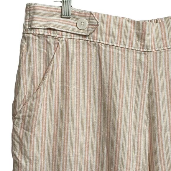 Croft & Barrow Linen Blend Pull On Capri Pants Women's Size L Stripes Neutral - Picture 4 of 13